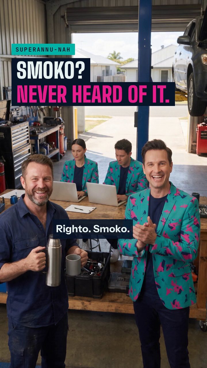 Smoko? Never heard of it. Buddy (AI) and the AI staff with the owner, on set.