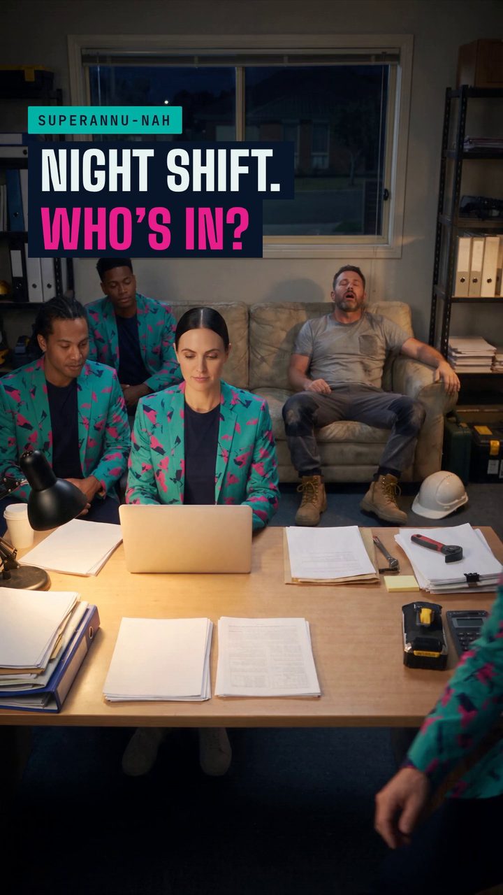Night shift. Who’s in? Buddy (AI) and the AI staff with the owner, on set.